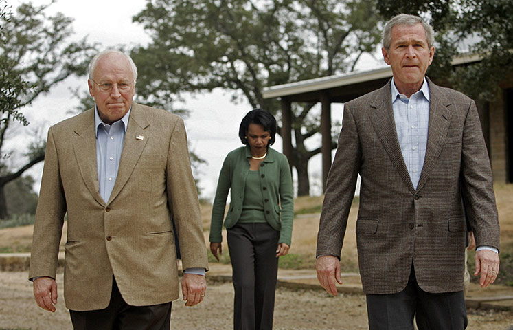 George W Bush: 28 December 2006: President Bush, Dick Cheney, Condoleezza Rice in Crawford