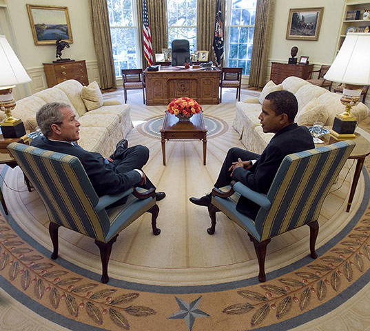 George W Bush: November 10 2008: George W Bush and Barack Obama meet in the Oval Office