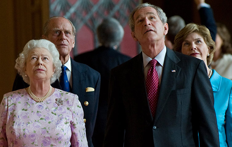 George W Bush: 15 June 2008: Queen Elizabeth II with President Bush at Windsor