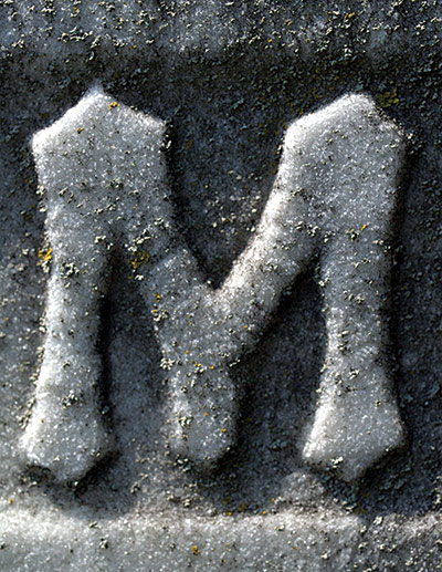 Alphabets book: Gravestone M