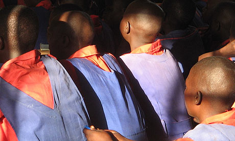 Schoolgirls sitting at their desks in a classroom at Gaciongo primary school in the Tharaka district of Kenya