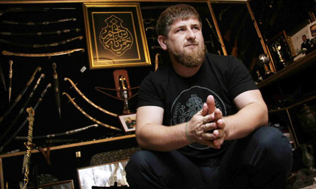 Ramzan Kadyrov shown in 2005 with his extensive collection of weapons