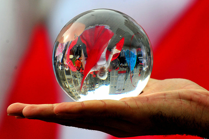 AIDS World day: A Turkish activist performs with a transparent ball 