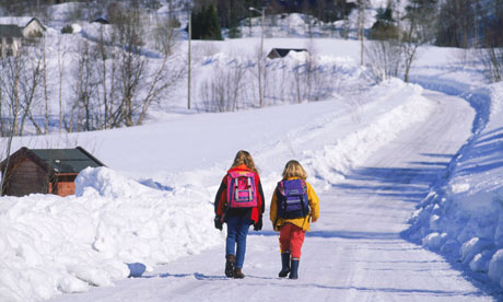 winter school snow children weather scandinavia