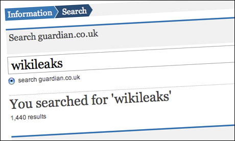 A search for 'wikileaks' on guardian.co.uk