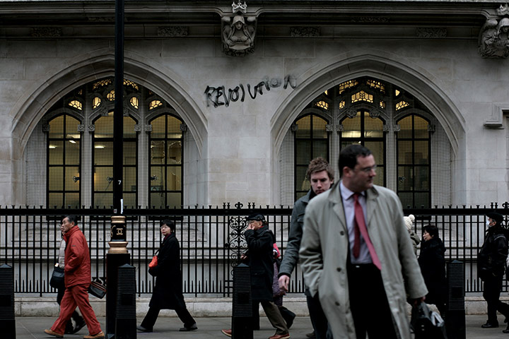 Student Protest Aftermath: Grafitti on the wall of Supreme Court