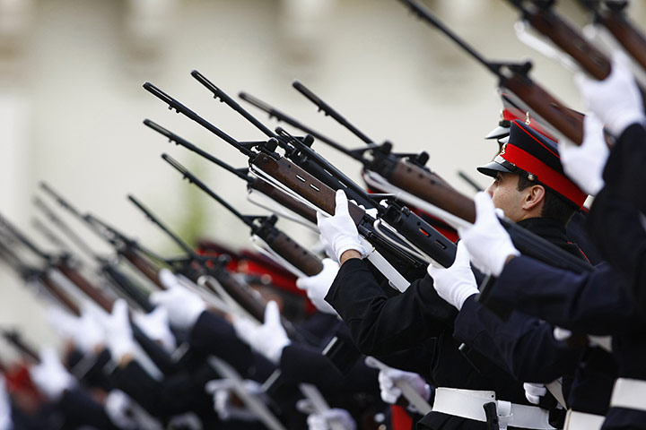 24 hours: Valletta, Malta: Armed Forces of Malta soldiers prepare to fire a volley