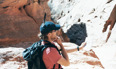 Aron Ralston in Blue John Canyon Utah the last picture of his right hand