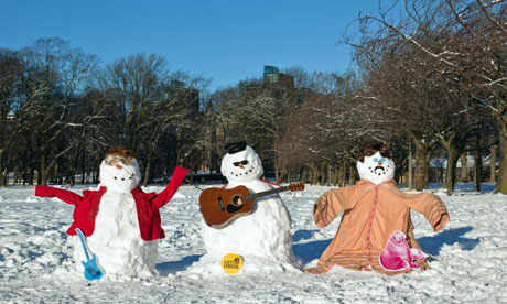 Let's Get Lyrical's organisers made snowman versions of John Lennon, Bob Dylan and Elton John in the Meadows 
