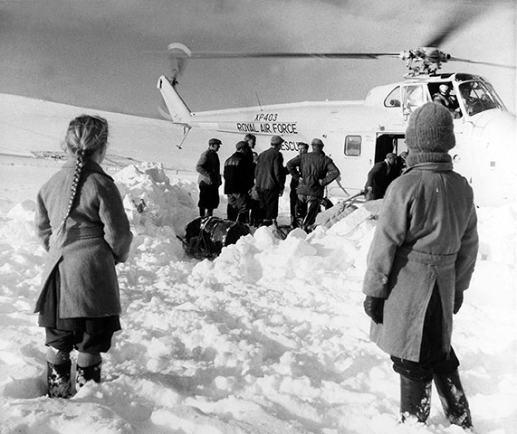 1962 Winter Freeze: Stranded families, cut off by deep snow in the Lammermuir Hills, Scotland