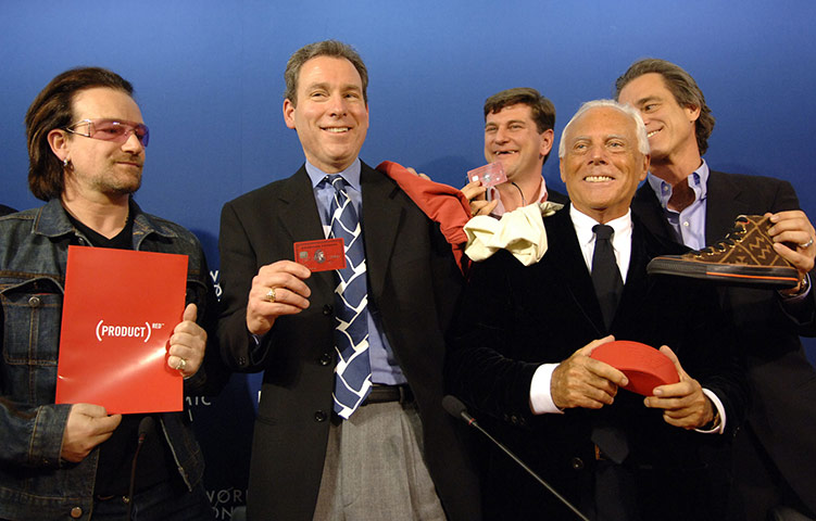 MDG:  Celebrities 2: From left to right: rock musician Bono, American Express Mar