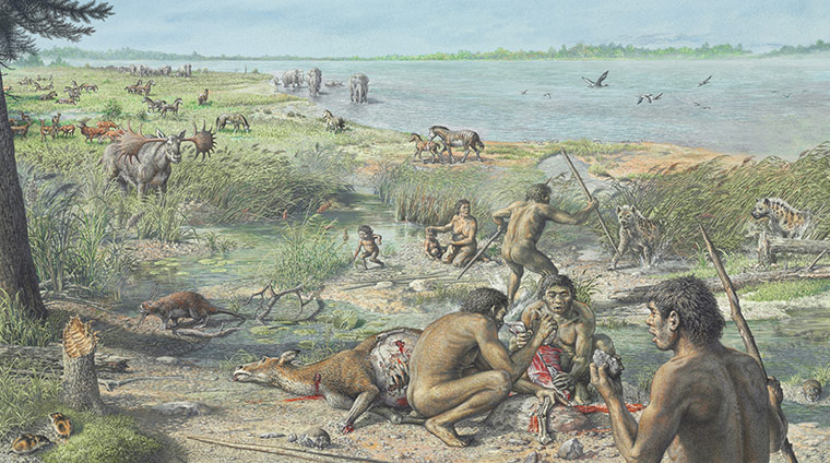 2010 year in science: Happisburgh illustration :  first evidence of humans living in Britain