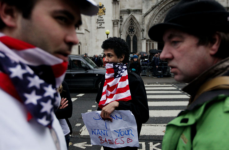 Julian Assange Trial: Supporters of WikiLeaks founder Julian Assange wait outside the High Court