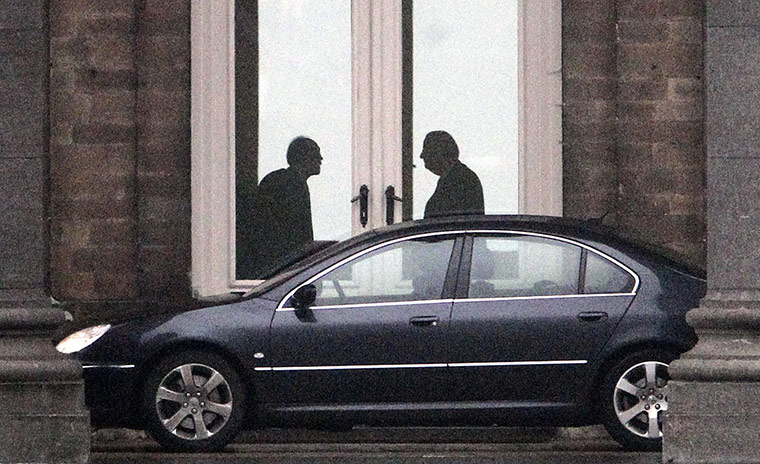 Business Week in Pictures: Belgium's mediator Vande Lanotte meeting with Belgium's King Albert