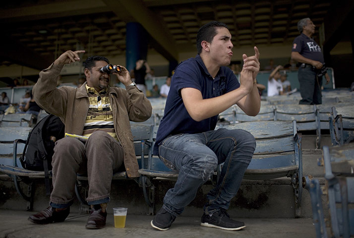 Fromtheagencies Cubillos: Fans gesture while watching a race, horse racing in Caracas Venezuela