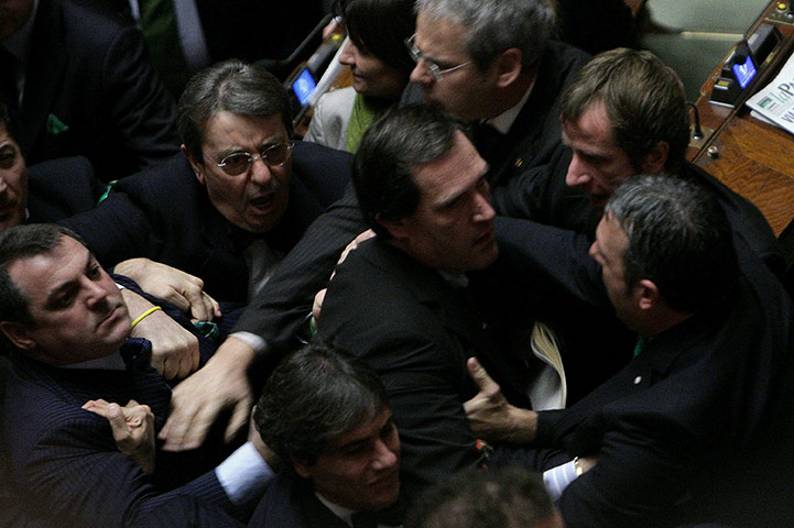 Parliamentary Brawls: Deputies of FLI Party fight during the confidence vote