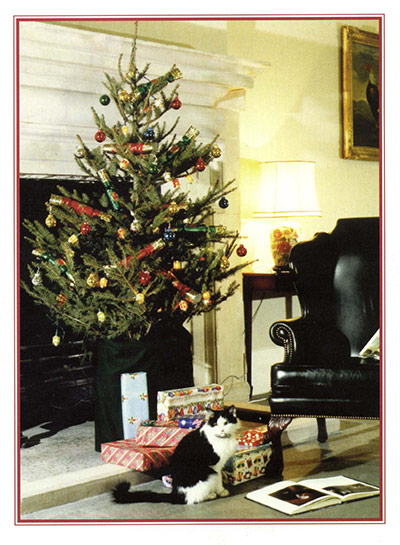 Leader Christmas Cards: Humphrey the cat in Cabinet Office's 1997 Christmas card