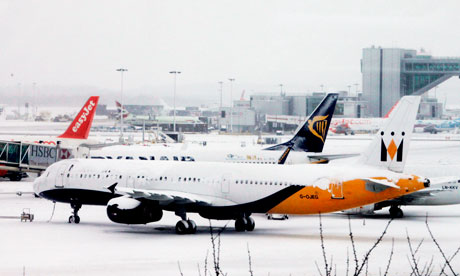 Snow-bound aircraft at Gatwick