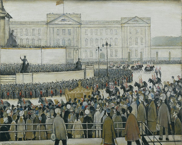 Government Art Collection: LS Lowry: The Procession passing the Queen Victoria Memorial, Coronation