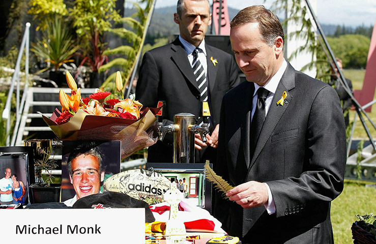 New Zealand prime minister John Key at memorial service for miners