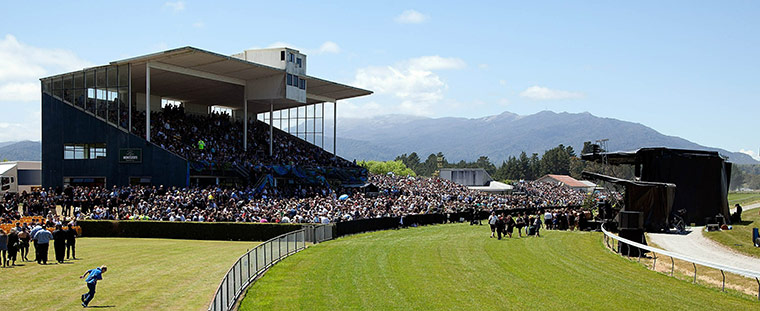 View of grandstand at New Zealand miners memorial service