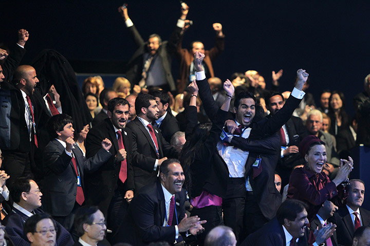2018 and 2022 reaction: The Qatari delegation celebrate being named as hosts for the 2022 World Cup