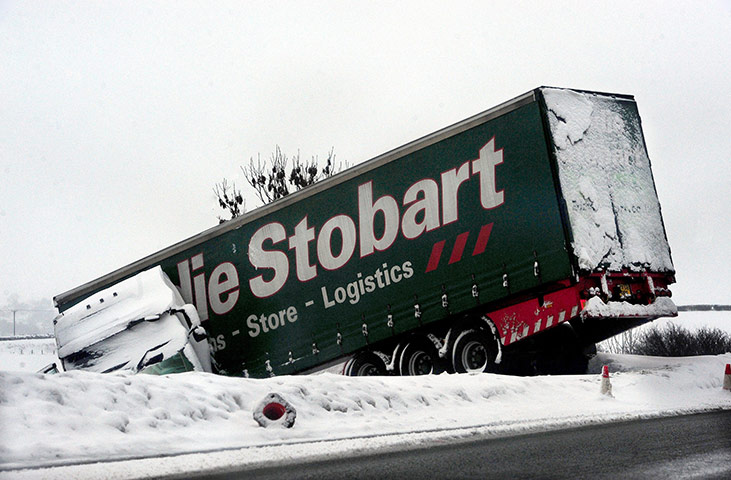 Week in business: A lorry comes to rest in a ditch after leaving the road in Nottinghamshire
