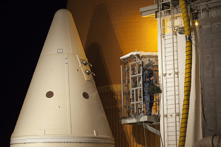 space monthly: shuttle Discovery as it sits on Launch Pad 39A