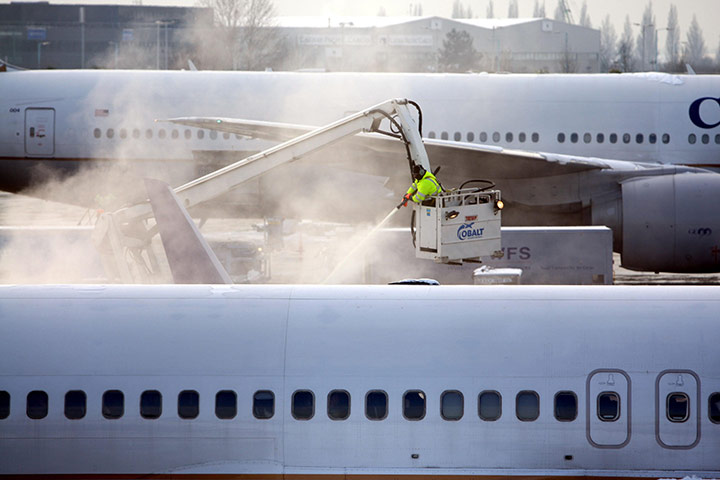 snow continues in uk: Heathrow Airport 