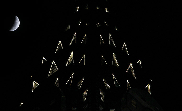 Lunar Eclipse: The moon on its way to being totally eclipsed is seen