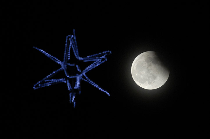 Lunar Eclipse: The shadow of the Earth falls across the face of the Moon in Vladivostok