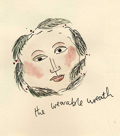 DIY Christmas cards: Wearable wreath, from pea lass