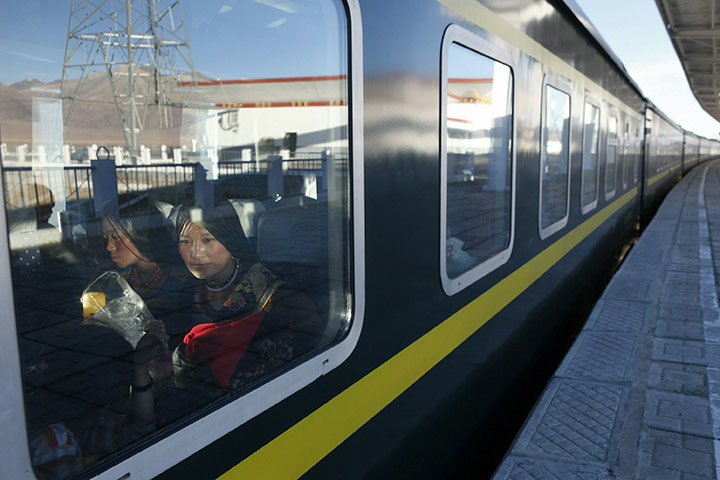 24 hours: Damxung County, Tibet Autonomous Region, China: Tibetans onboard a train
