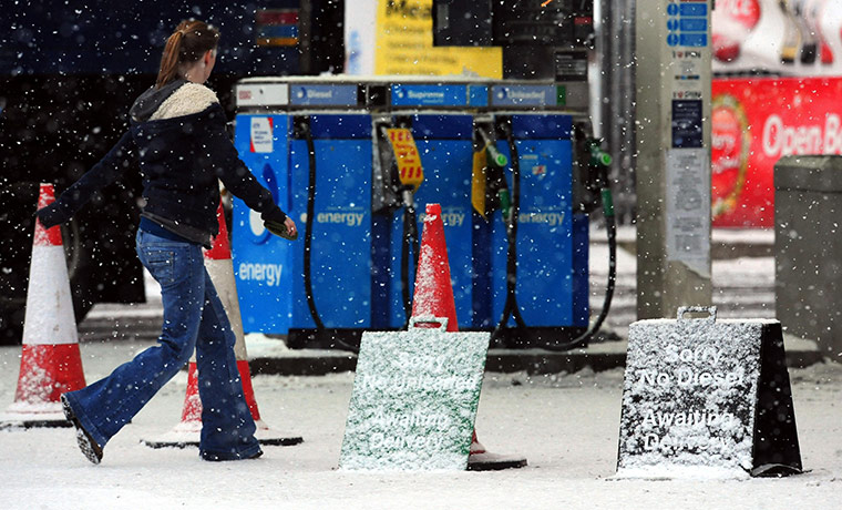 Travel Chaos: A petrol station in North Tyneside which has run out of petrol