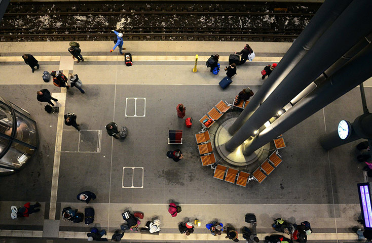 Travel Chaos: Travellers await a train at Berlin's main station