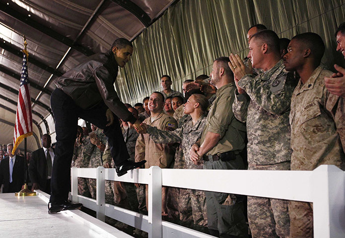 obama 2010: U.S. President Obama meets with troops at Bagram Air Force Base in Kabul