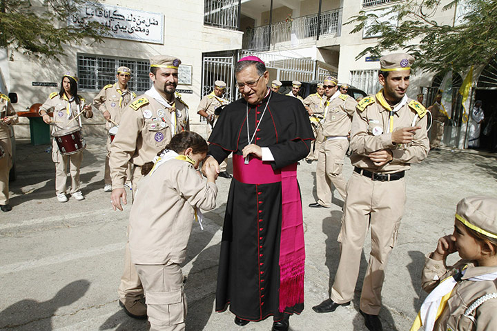 Christian in Middle East: Fuad Twal outside the Latin Catholic Church in Gaza City