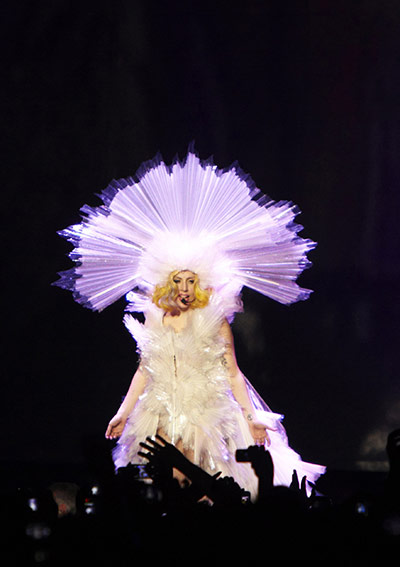 2010: year in pictures: Lady Gaga live in concert at the Palais Omnisport de Bercy in Paris