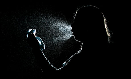 silhouette of woman cough or sneeze