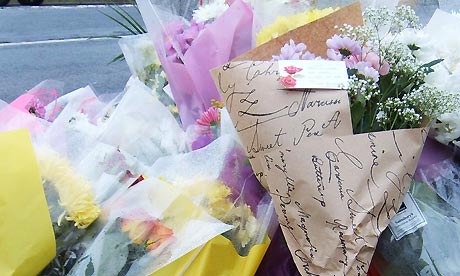 Flowers at the scene of a car crash in Mexborough, in which three teenagers were killed