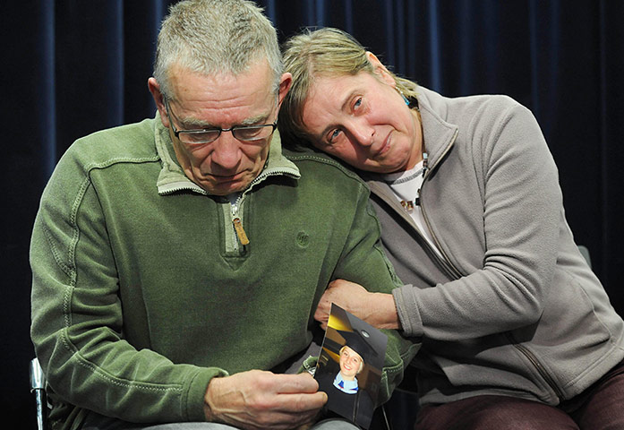 Joanna Yeates : 23 December: Joanna Yeates' parents David and Theresa holding a picture 
