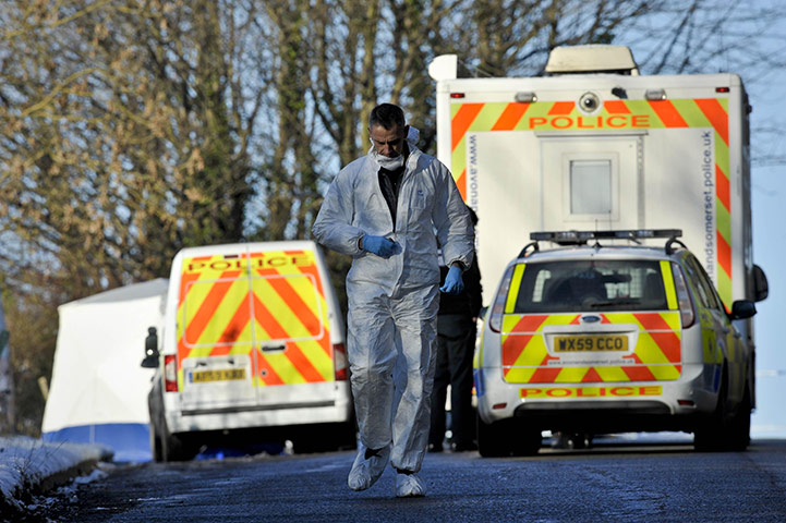 Joanna Yeates : 25 December: Police and forensic teams on Longwood Lane