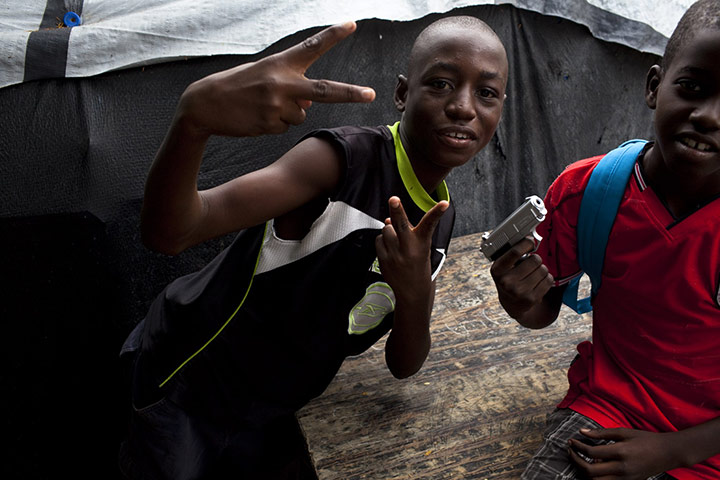 Haiti Cité Maxo: Children play at the camp Cité Maxo in Petionville, Port-Au-Prince