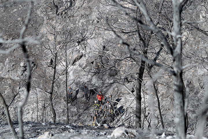 Israel Forest Fires: Israeli firefighters carry the body of a comrade who burned to death