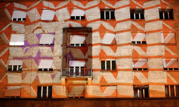 24 hours in pictures: Zagreb, Croatia: Geometric shapes projected on building in the main square