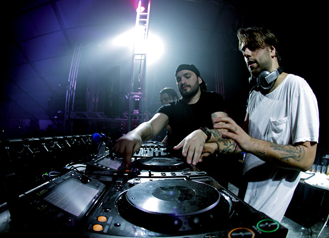 Swedish House Mafia: Axwell, Angello and Ingrosso on stage in Miami