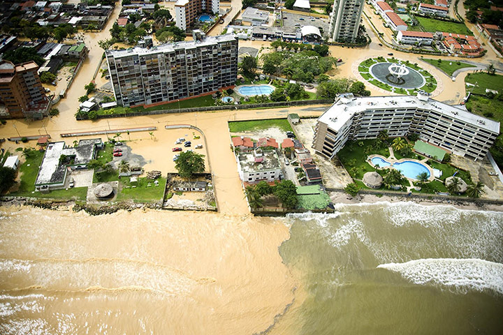 Floods: An aerial view shows floodwaters in Higuerote, Venezuela