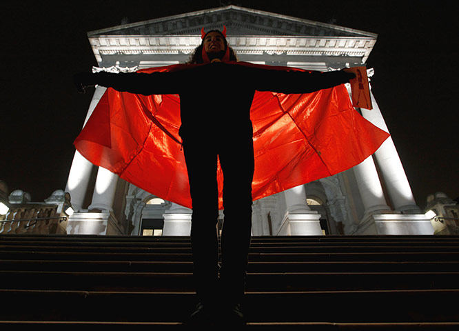 turner prize: A protestor against the Turner Prize 