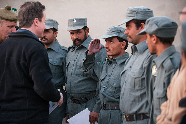 Cameron in Afghanistan : British Prime Minister David Cameron Visits Troops In Afghanistan