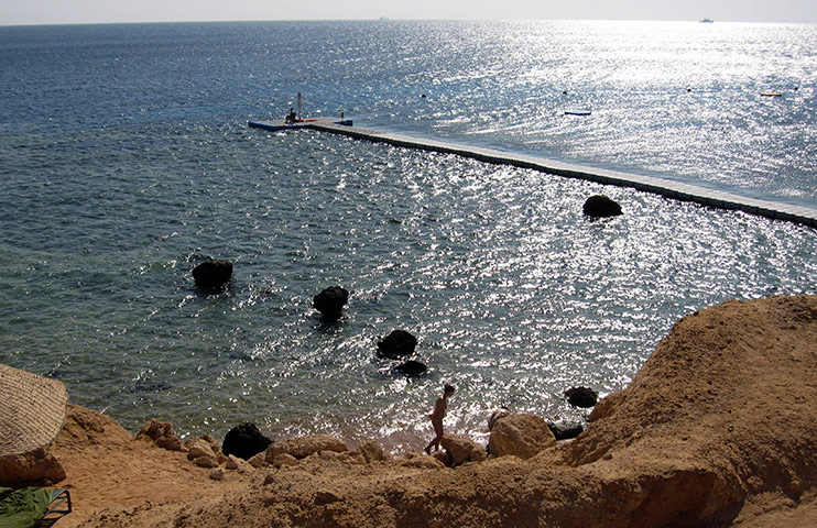 Egypt shark attack: A tourist walks on the beach 